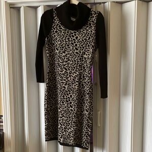 Leopard Print Black Dress